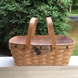 Vtg LONGABERGER Yankees Candle Dual Handle Basket RARE SET Basket Liner Charm